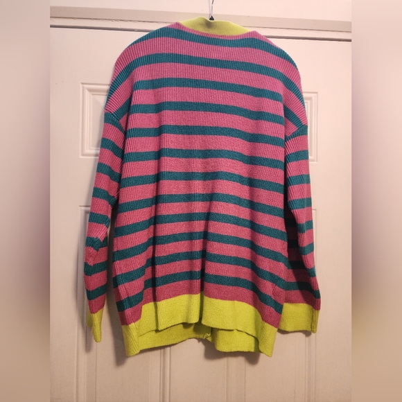 Tarse Oversized Striped Cardigan with Button Front - Picture 2 of 4
